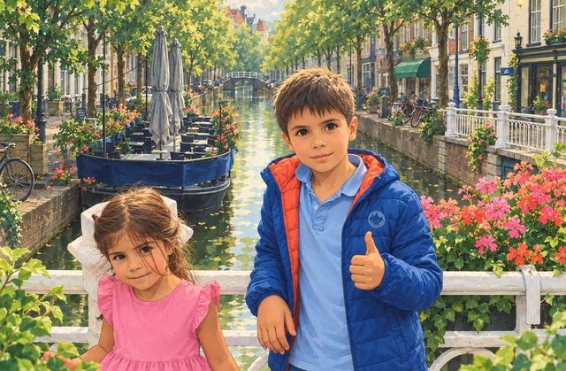 Miguel y Lola, fundadores de The Hague Mag Club, junto a un canal en La Haya